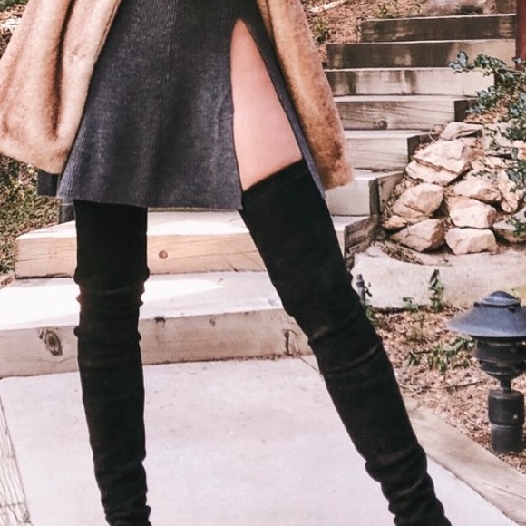 🆕TAMARA MELLON HELMUT BLACK STRETCHY SUEDE OVER THE KNEE THIGH HIGH BOOTS - Picture 8 of 9